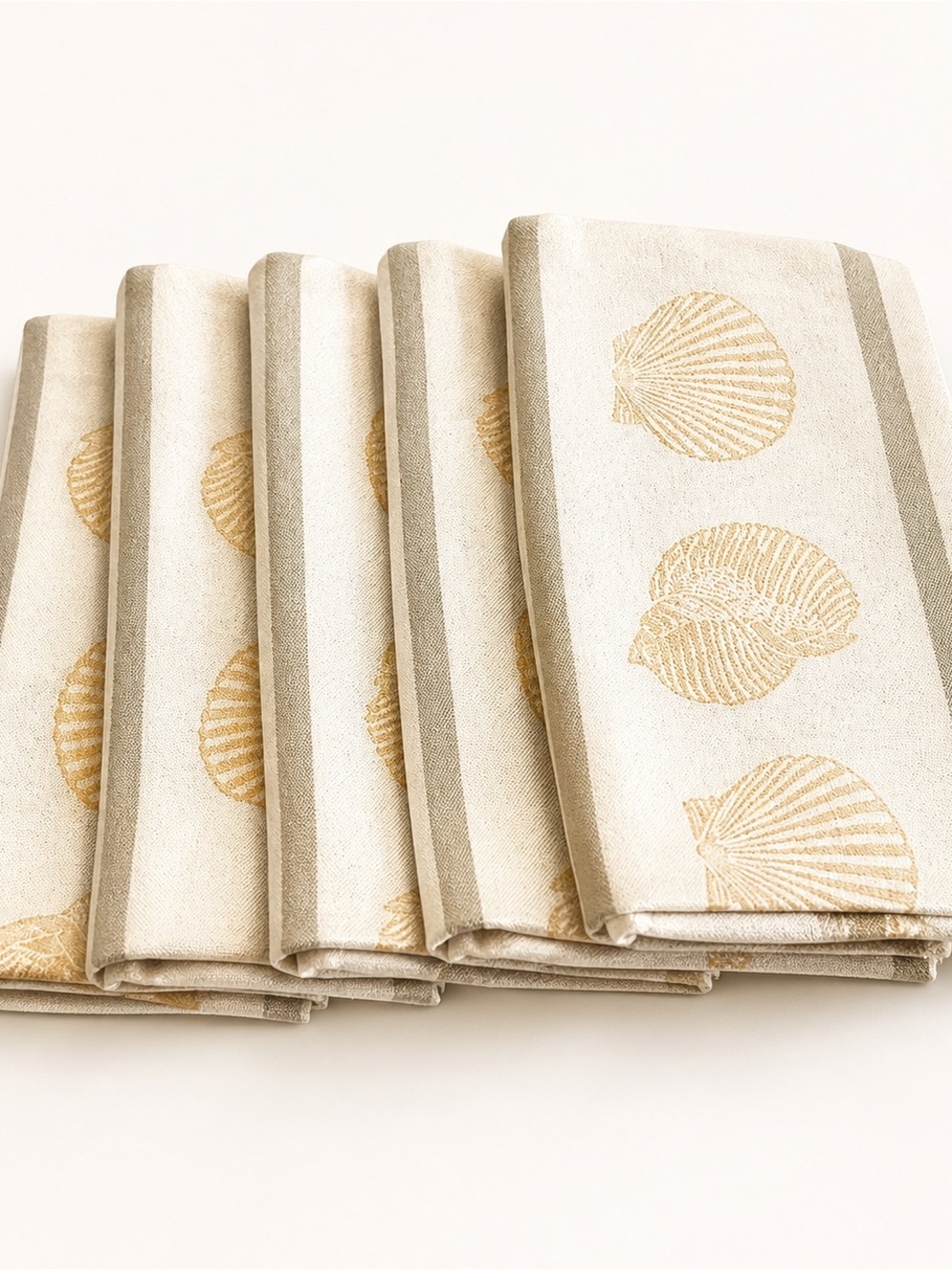 Trillium Design Imports 5 SeaShell Napkins 18 inch square 100% Cotton